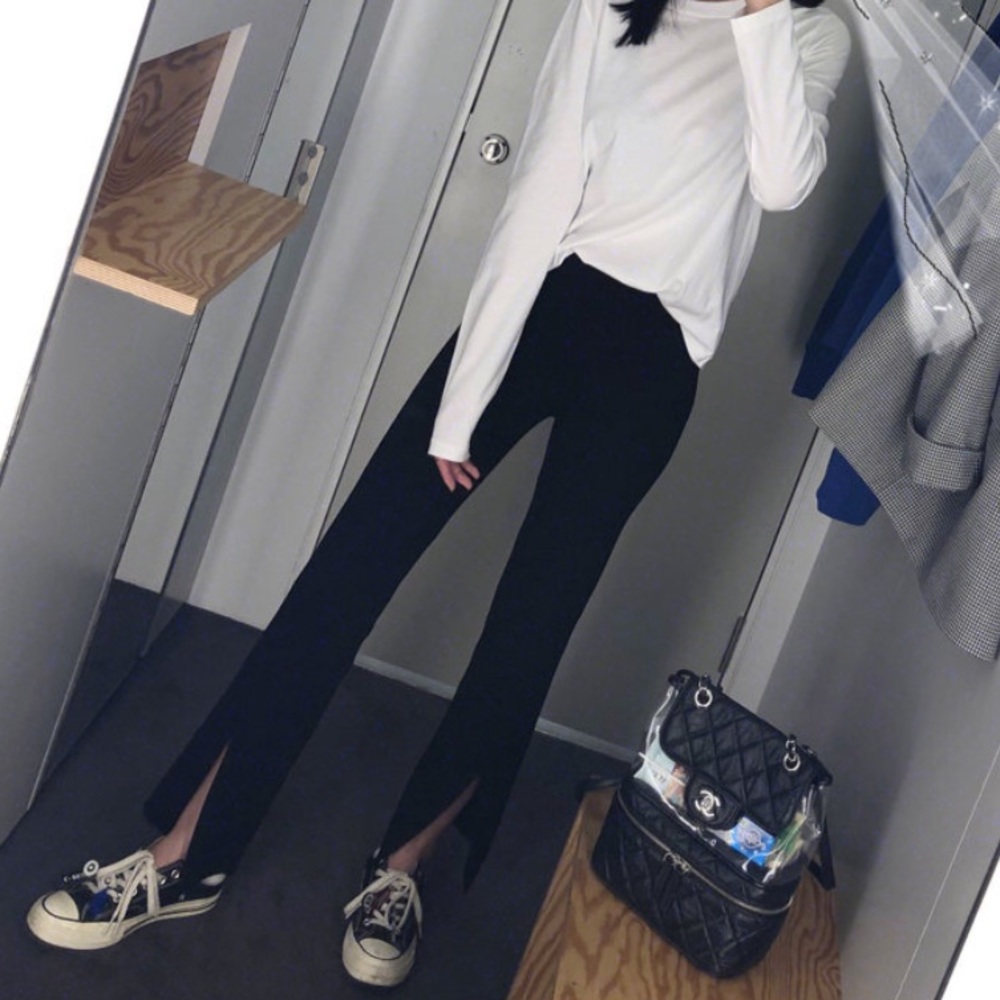 Zara straight cut pants with slits S